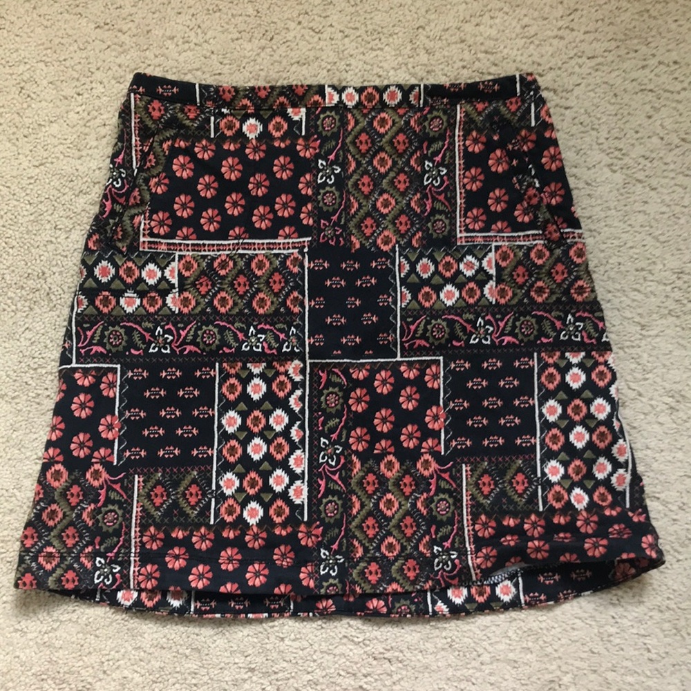 high waisted patterned skirt